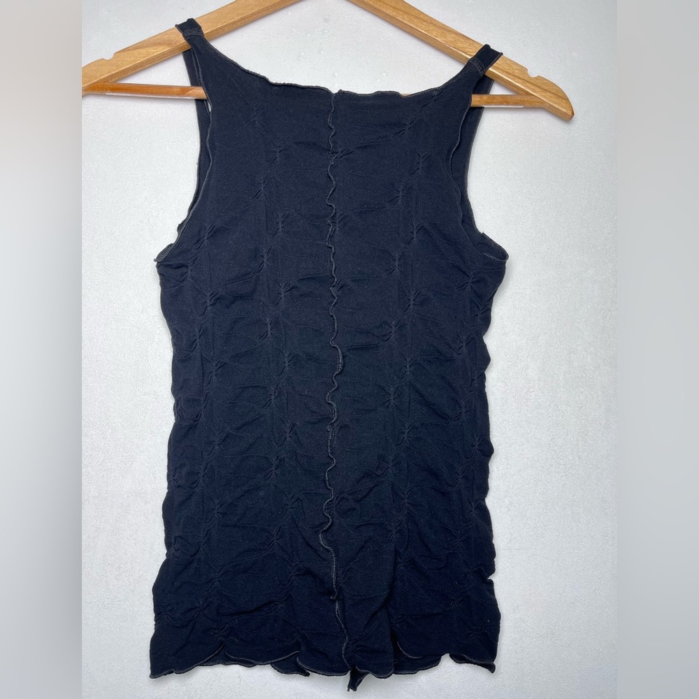 Anthropologie Black Rouched Lightweight Boho Babydoll Tank Cami Women's Size S/M - Picture 2 of 5